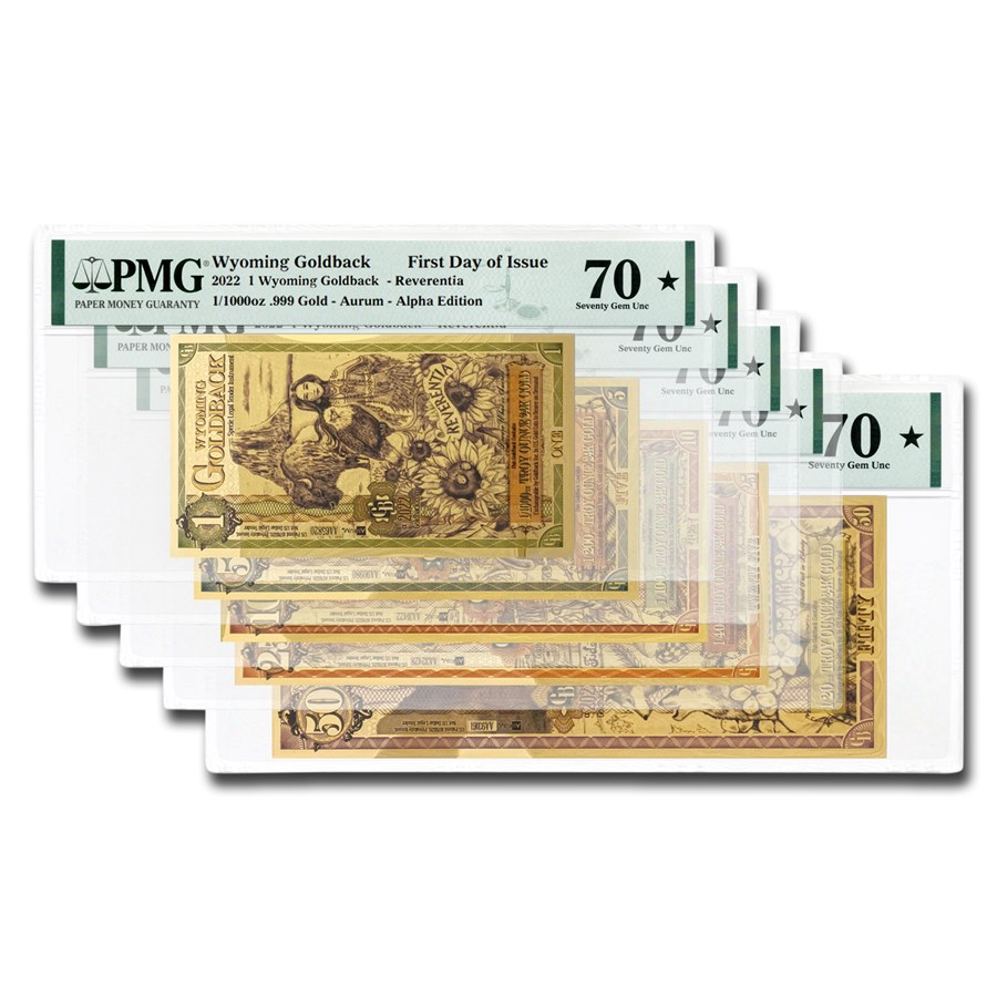 Buy 2022 Wyoming Goldback Note Set PMG70 APMEX